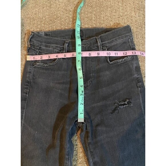 COH CITIZENS OF HUMANITY ROCKET HIGH RISE  DISTRESSED RAW HEM BLACK JEANS 24 - Picture 2 of 7